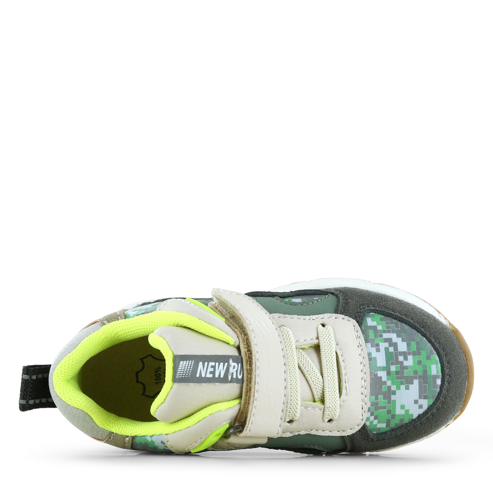Shoesme groene sneaker met lichtjes Mesh, Microfiber leer, Suède | Jongens