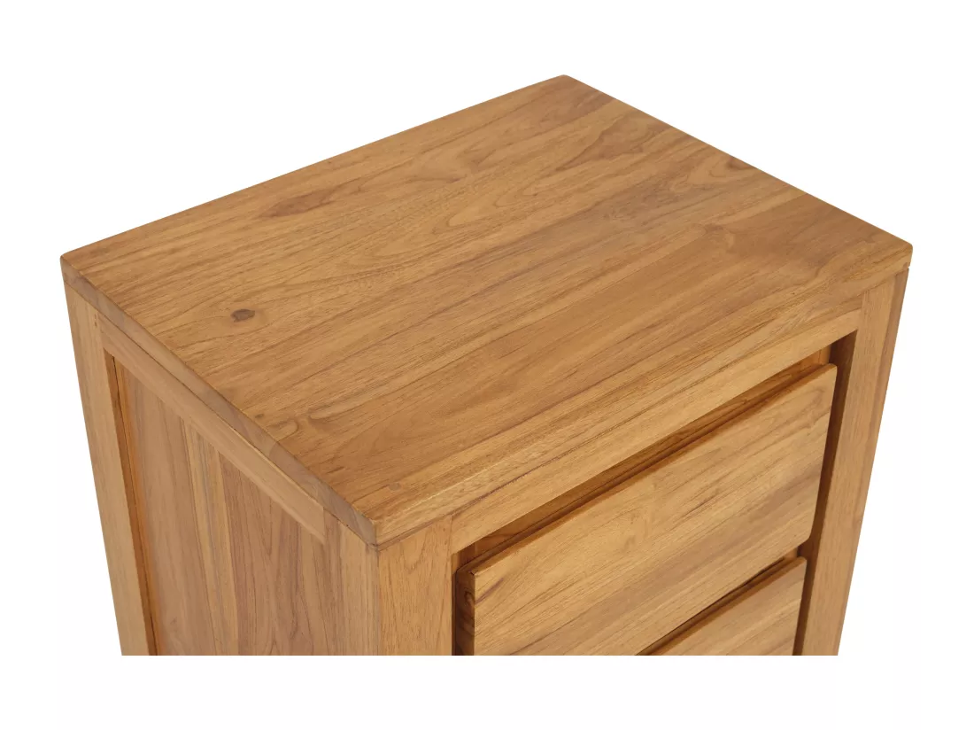 Lot de 2 tables de chevets avec 2 tiroirs en bois de teck - Coloris : Naturel - ALEMIA