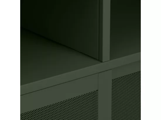 Kiso - Vaisselier 4 portes, 2 niches en métal H180cm - Vert olive