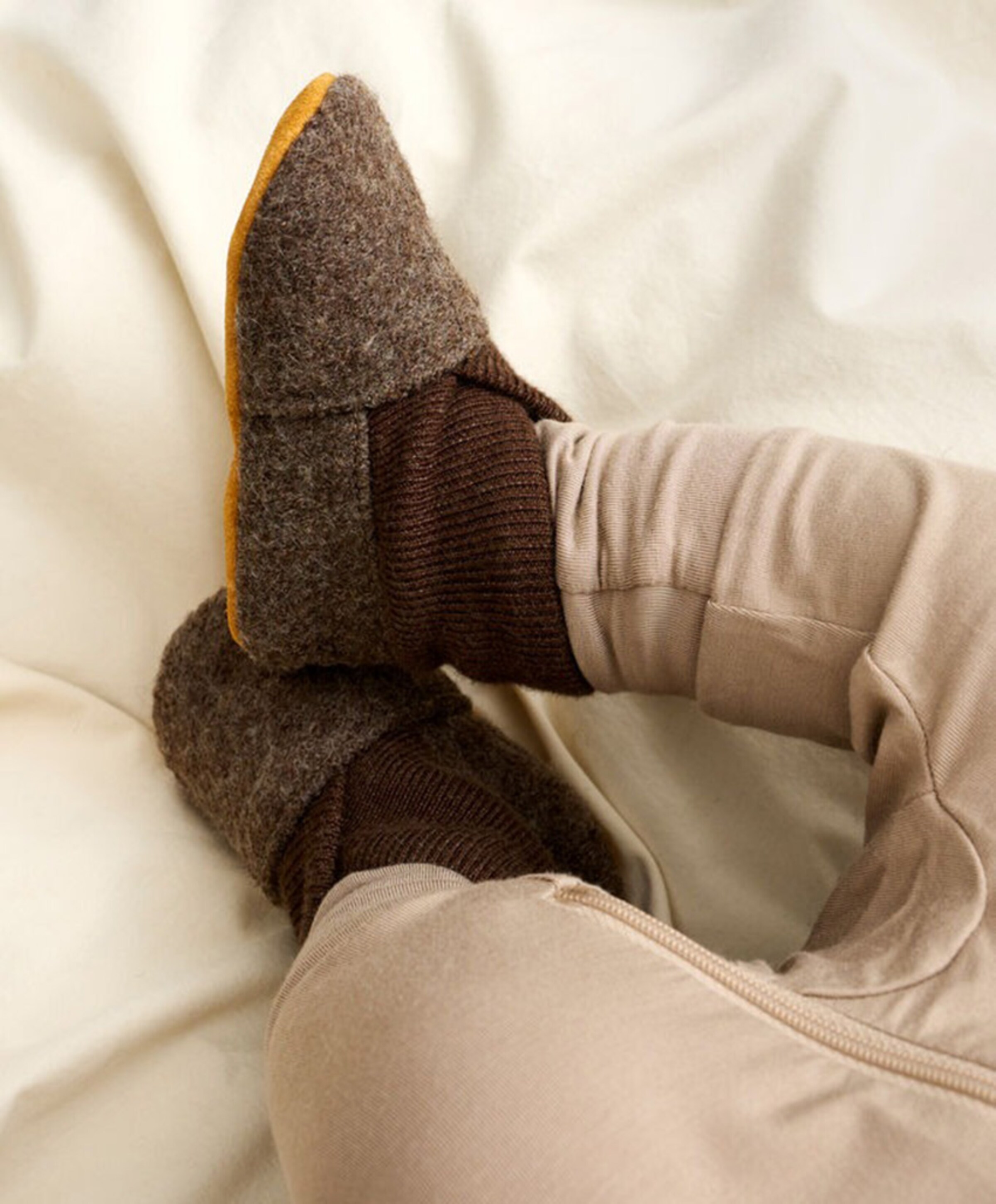 EN FANT Wool Rib uniseks pantoffels  bruin