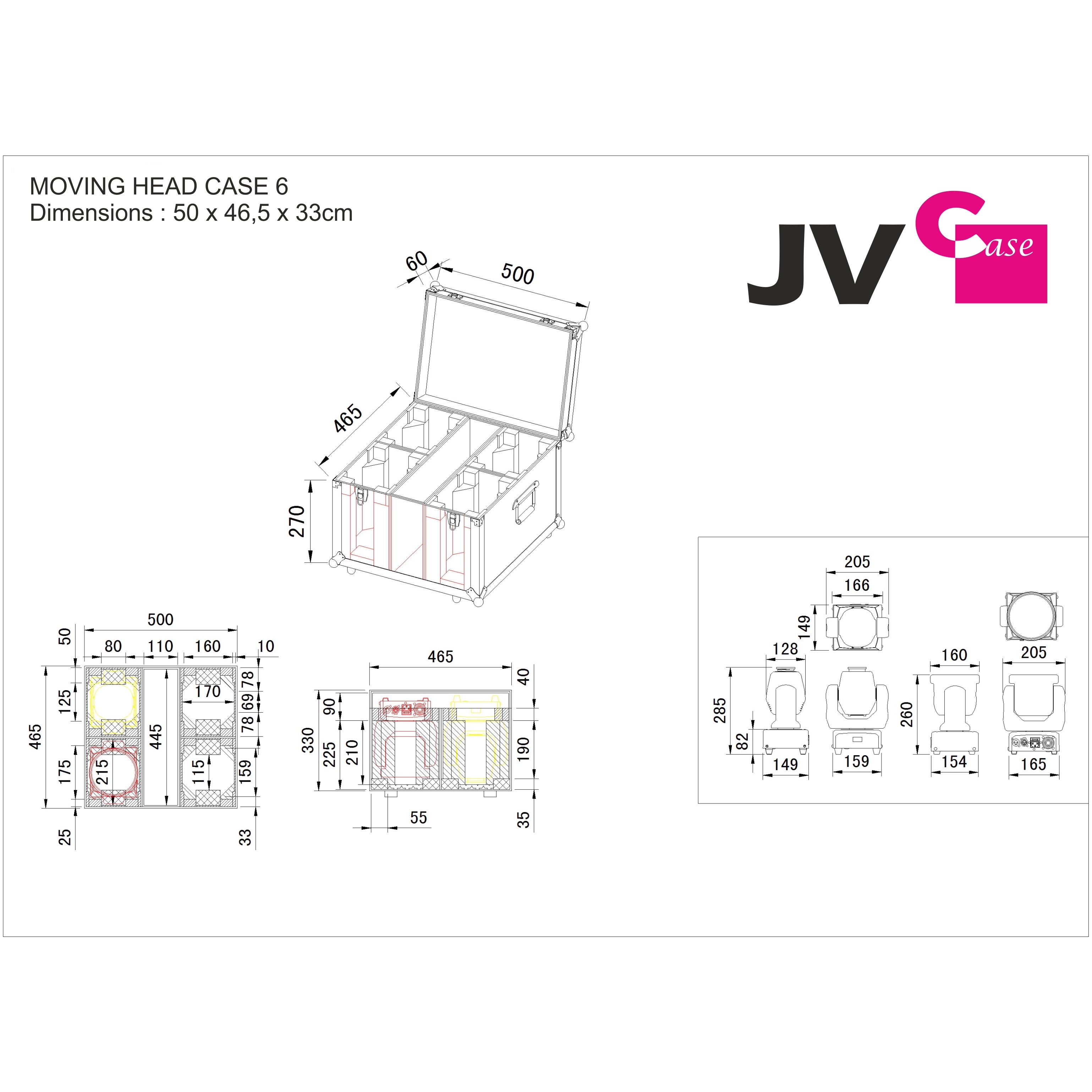 JV Case Movinghead case 6 voor 4x CLUBSPOT/CLUBWASH 2/CLUBWASH MINI