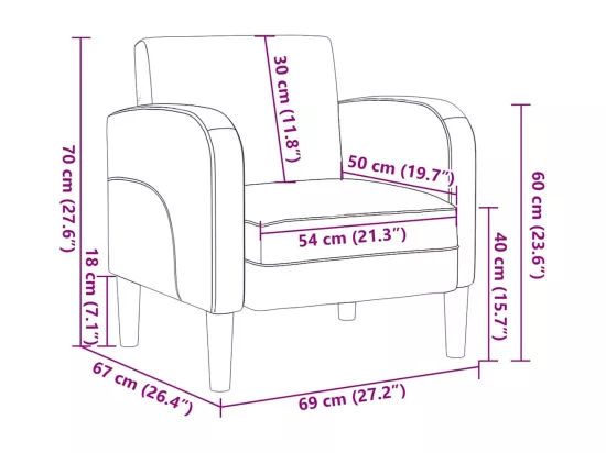 Chaise de canapé avec accoudoirs cappuccino noir 54 cm
