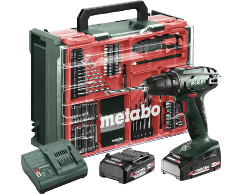 Metabo 18V Mobiele Werkplaats Accu Boor-/Schroefmachine BS18, inclusief 2 accu's (2,0 Ah), lader en accessoirekoffer