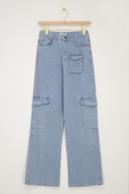 Blauwe denim cargo jeans
