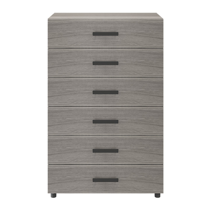 Commode sur pieds effet chêne grisé 6 tiroirs GoodHome Atomia H. 112,5 x L. 75 x P. 45 cm