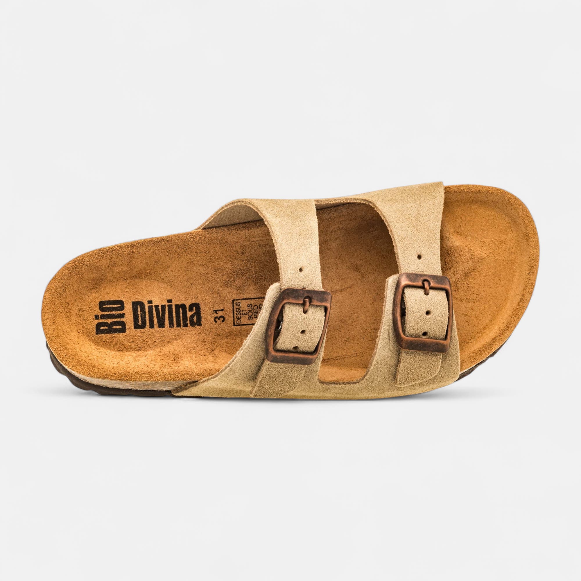 Mules semelle liège Garçon en cuir beige