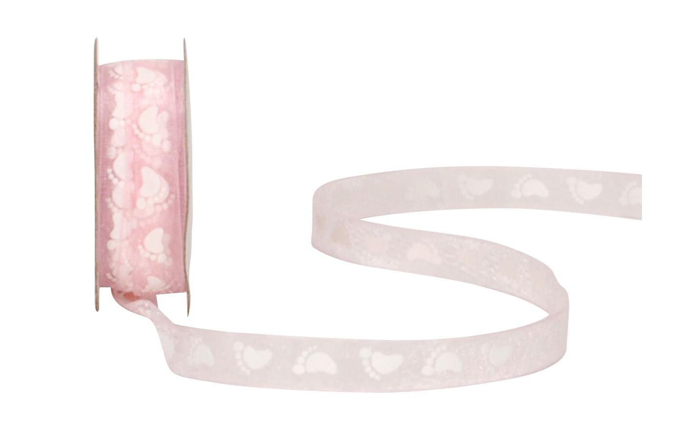 Geschenkband Baby 10 mm x 4 m, RosaStoffband zum Verpacken von Geschenken