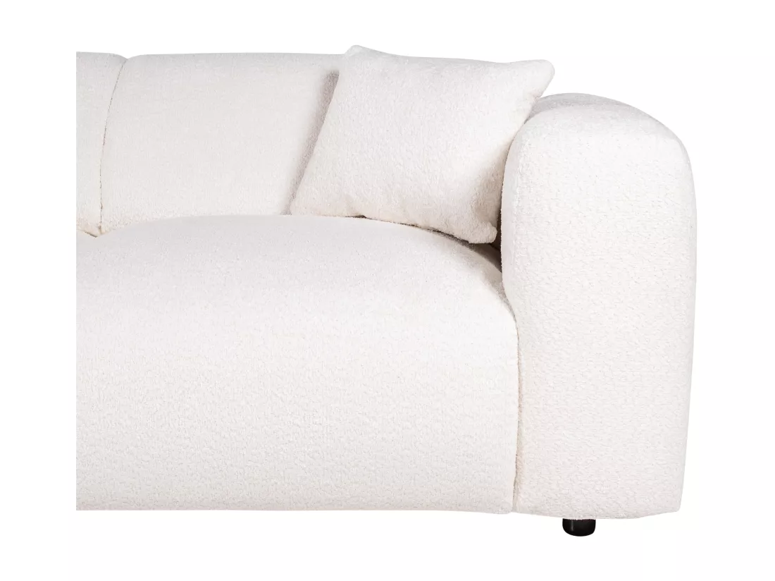 Grand canapé d'angle gauche en tissu bouclette blanc POGNI de Maison Céphy