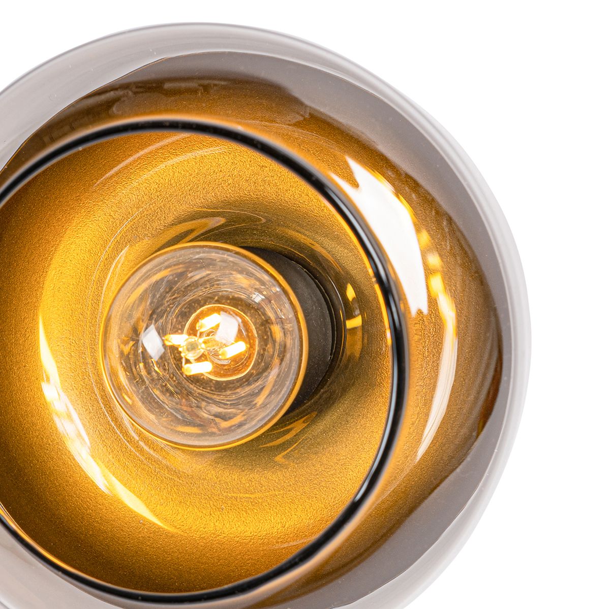 Design spot zwart met goud en smoke glas 2-lichts - Kyan