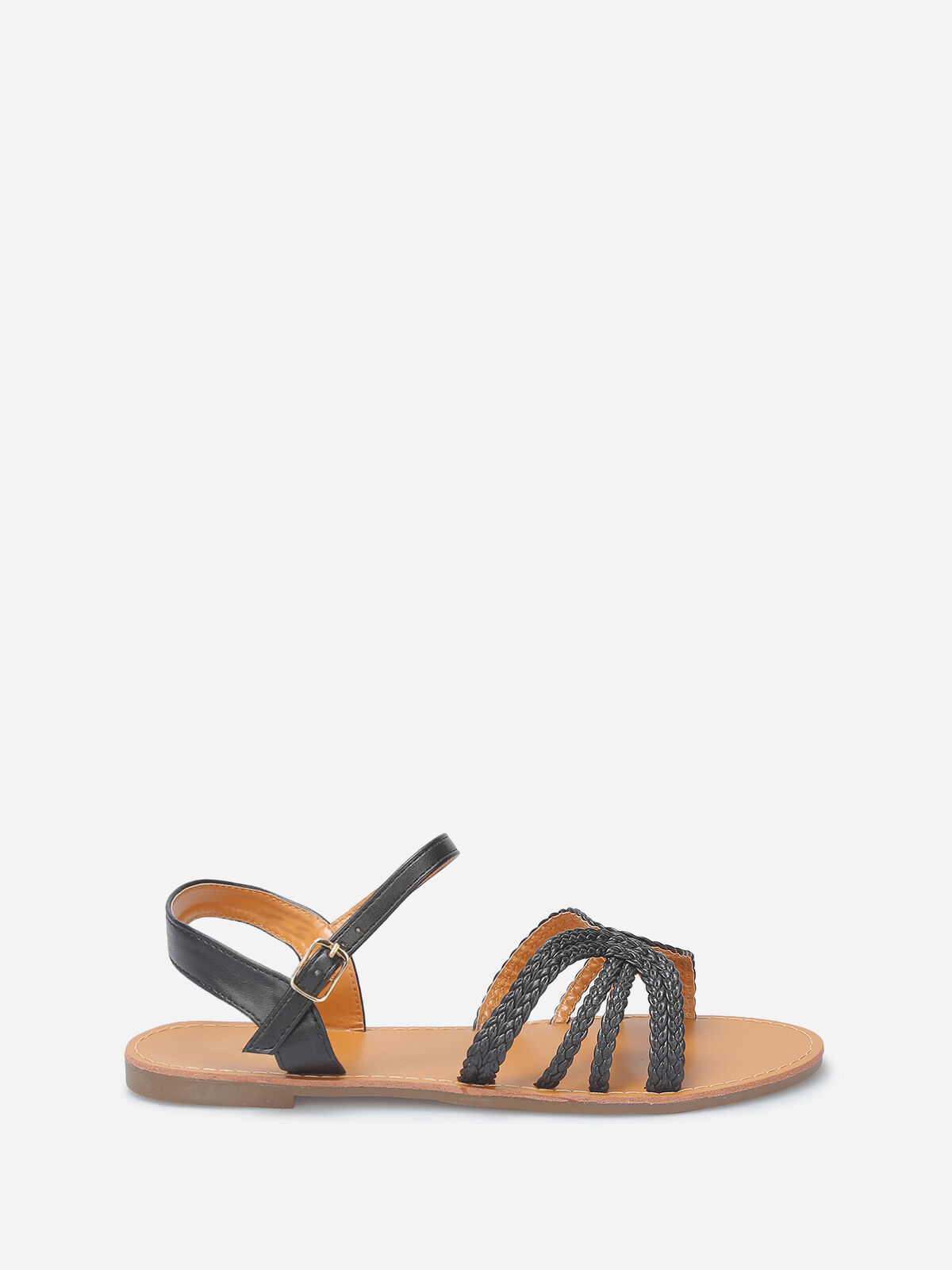 Sandales à brides tressées grandes tailles- Noir