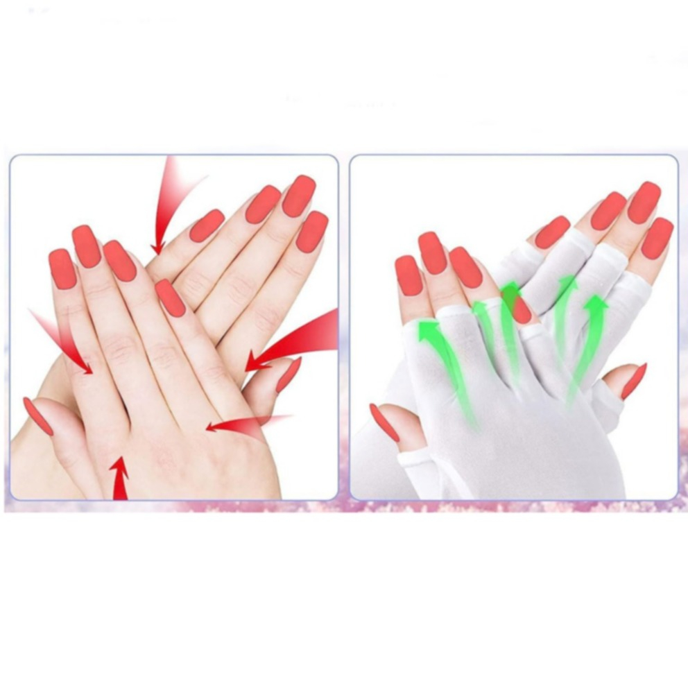 (1 Paar) Fingerlose UV Schutz Maniküre Handschuhe für UV Nagellampe - Weiss