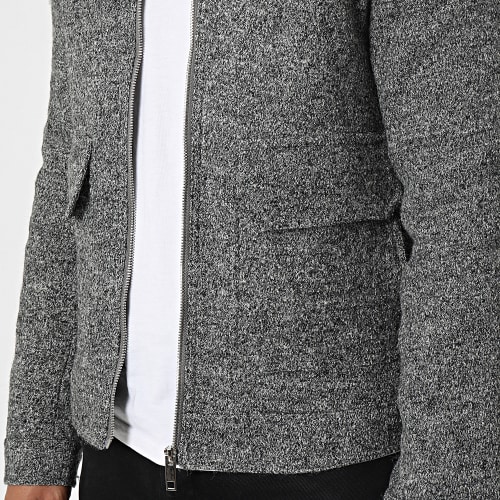Veste Zippée Gris Chiné
