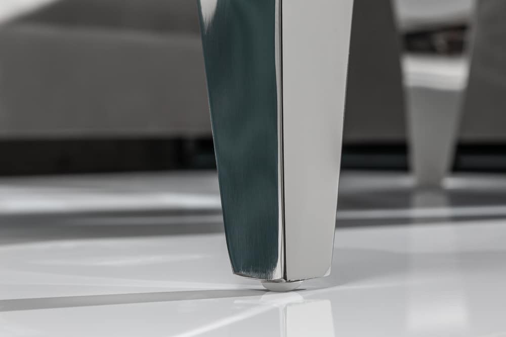 Eleganter Couchtisch MODERN BAROCK 100cm Glasplatte in Marmoroptik Edelstahlbeine