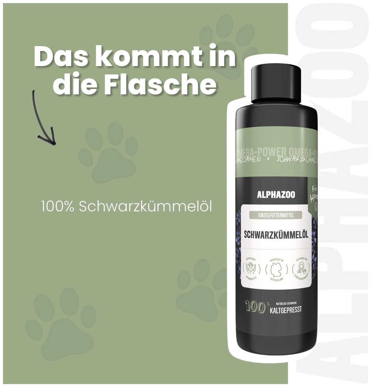 ALPHAZOO Premium Schwarzkümmelöl für Hunde 250 ml