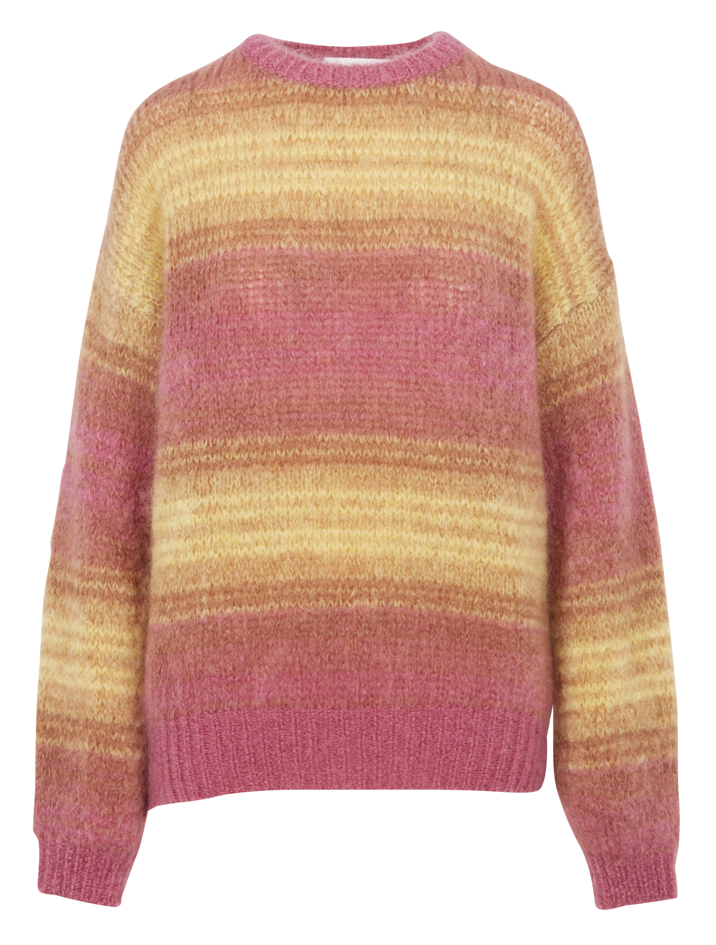 Pull col rond rayé en mohair mélangé| Multicolore