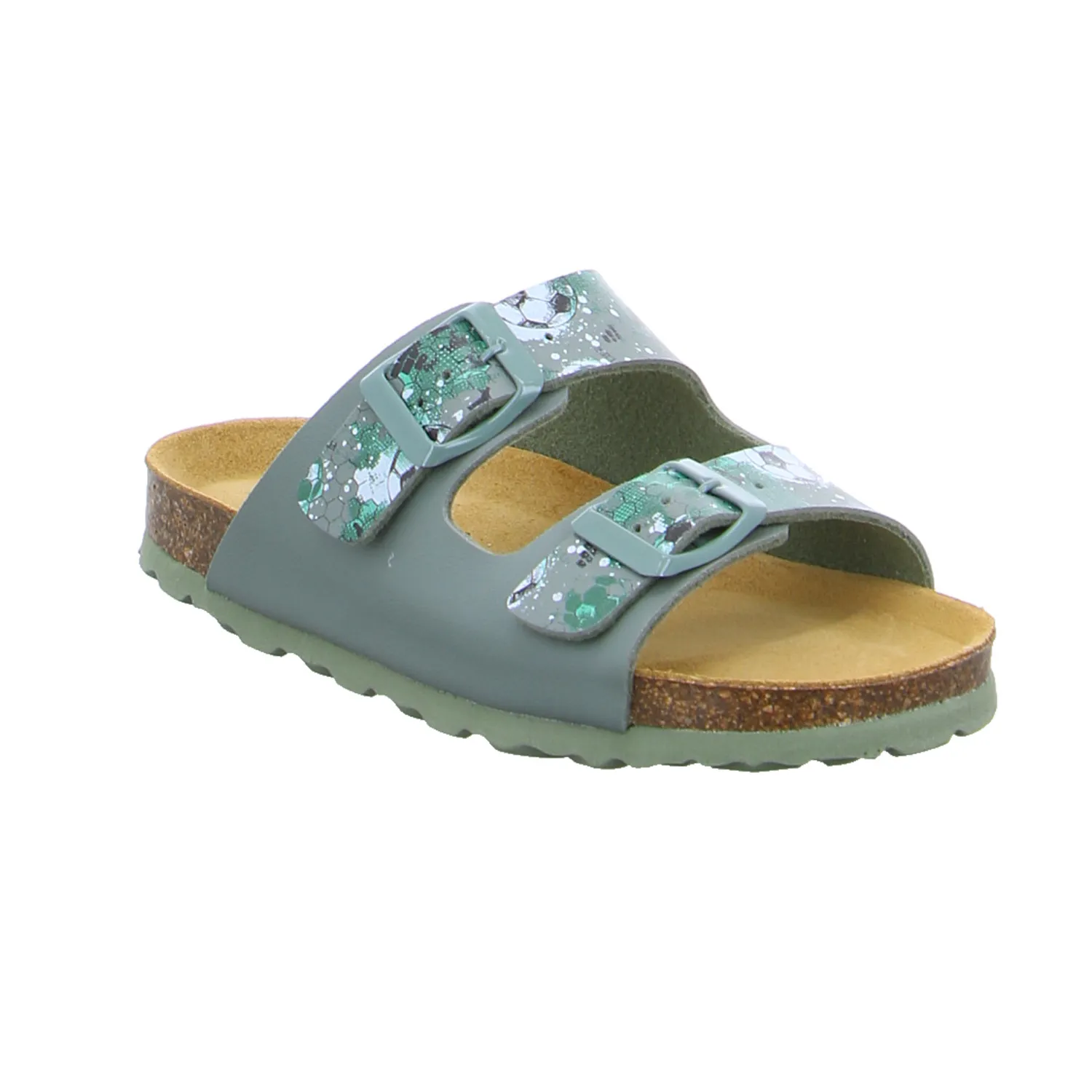 BIOLife Kinder-Pantolette Olive Lederimitat  Unisex