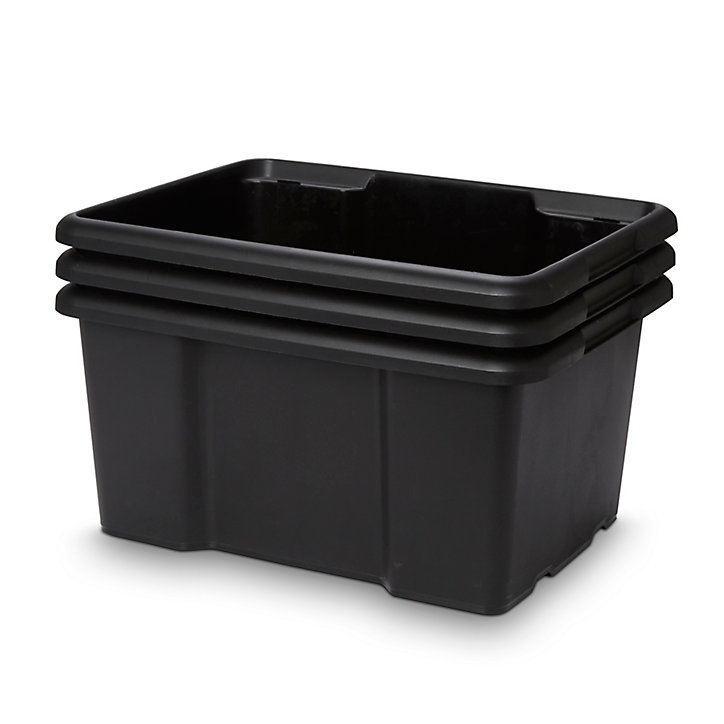 Boîte de rangement 26L Fitty H. 23 cm x L. 45,5 cm plastique noir