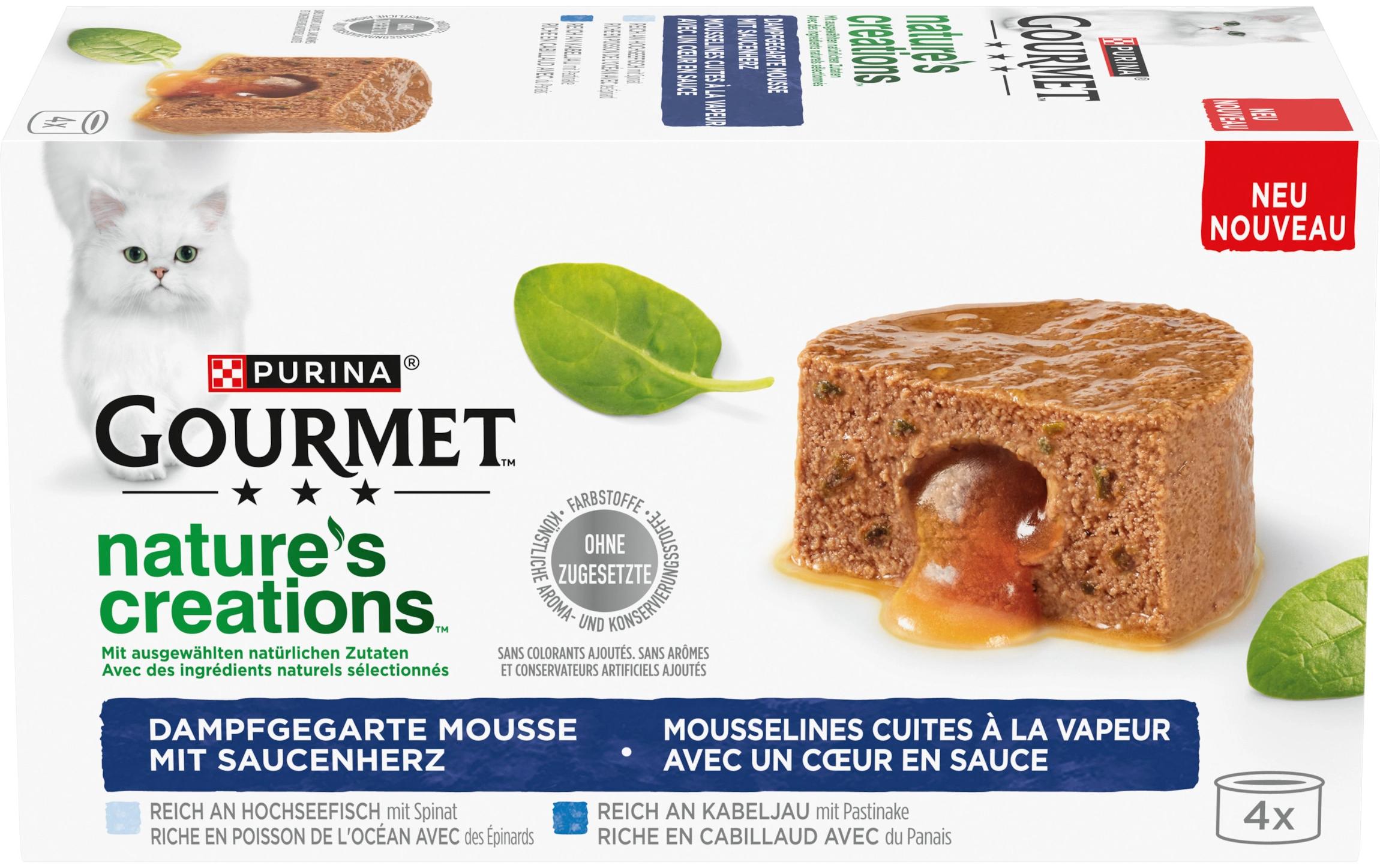 Nassfutter Nature's Creation Schmelzender Kern Fisch 4 x 85gAlleinfuttermittel für ausgewachsene Katzen