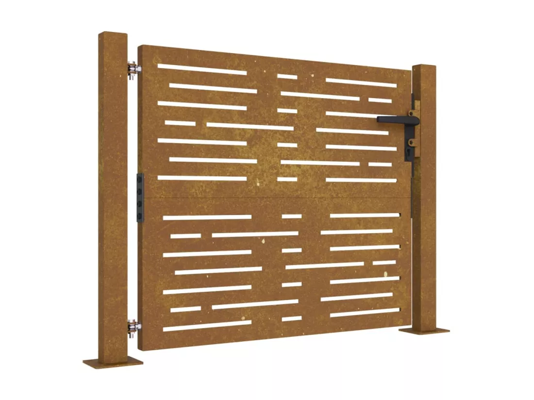 Portail de jardin 105x80 cm acier corten conception de carré