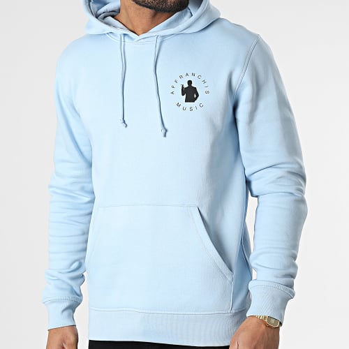 Sweat Capuche Vertical Back Bleu Ciel Noir