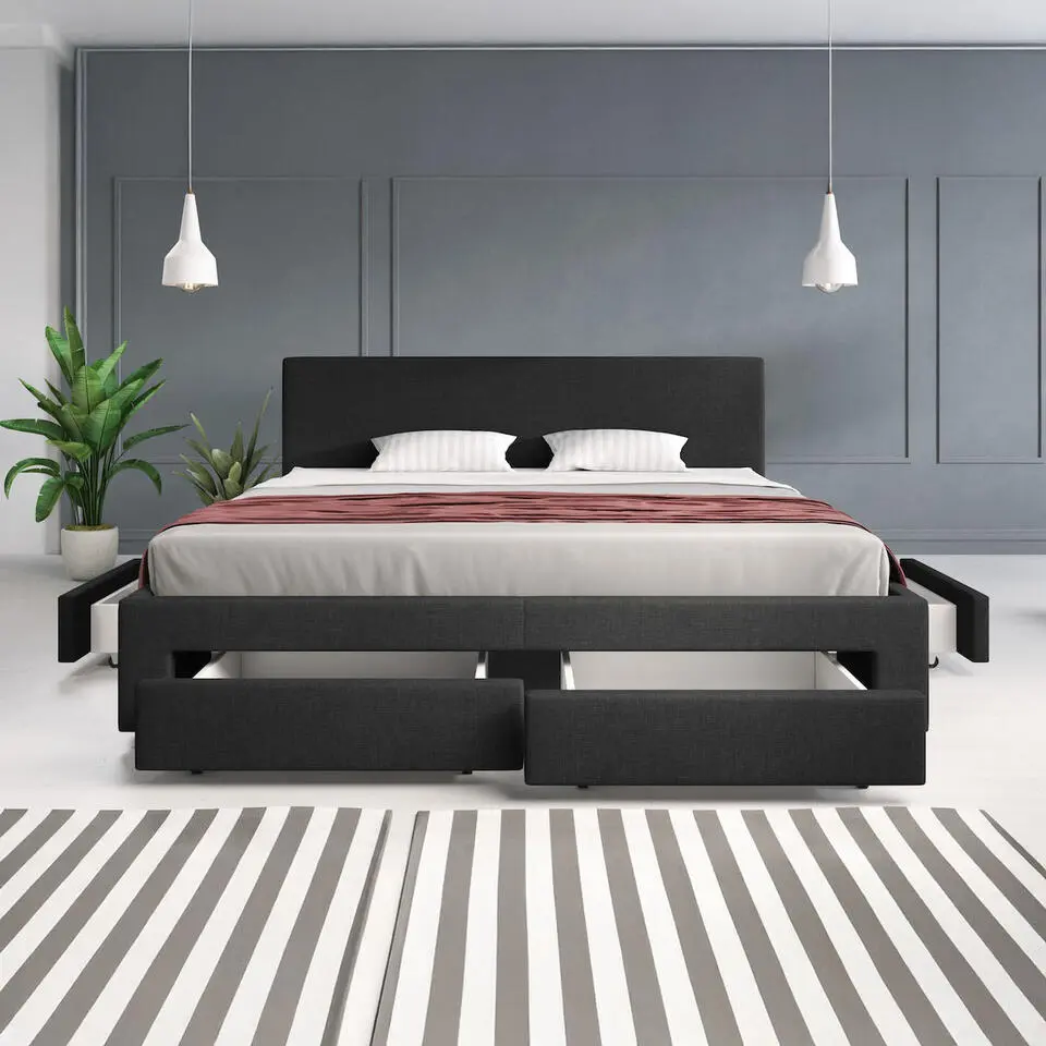 Meubella - Tweepersoonsbed Suente - Zwart - 180x200 cm