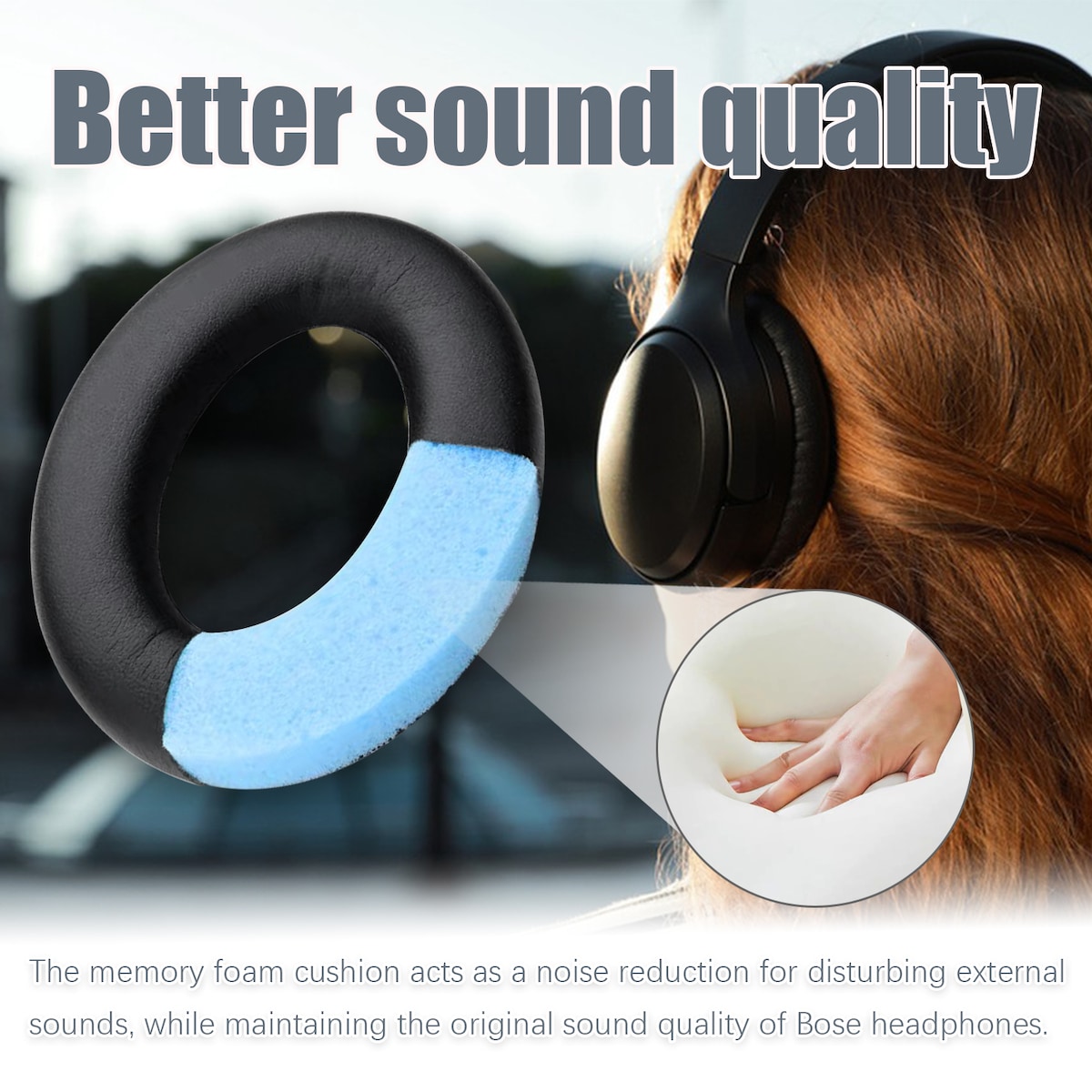 Øreputer for Bose QC35 I/II, QC25, QC15, QC 2 AE 2, AE 2i, AE 2w, SoundTrue, SoundLink Blå