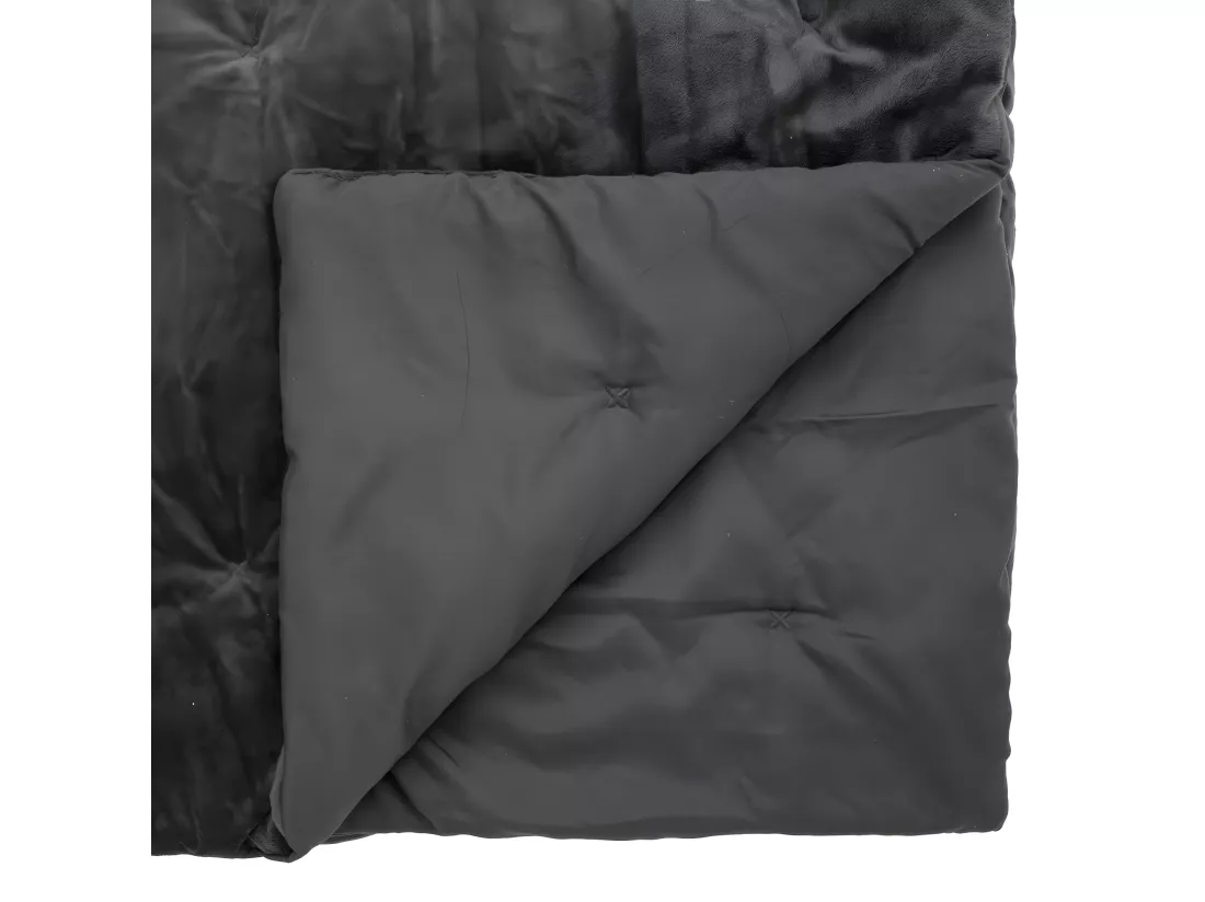 Dessus de Lit en Velours Gris Foncé surpiqué 240 x 260 cm