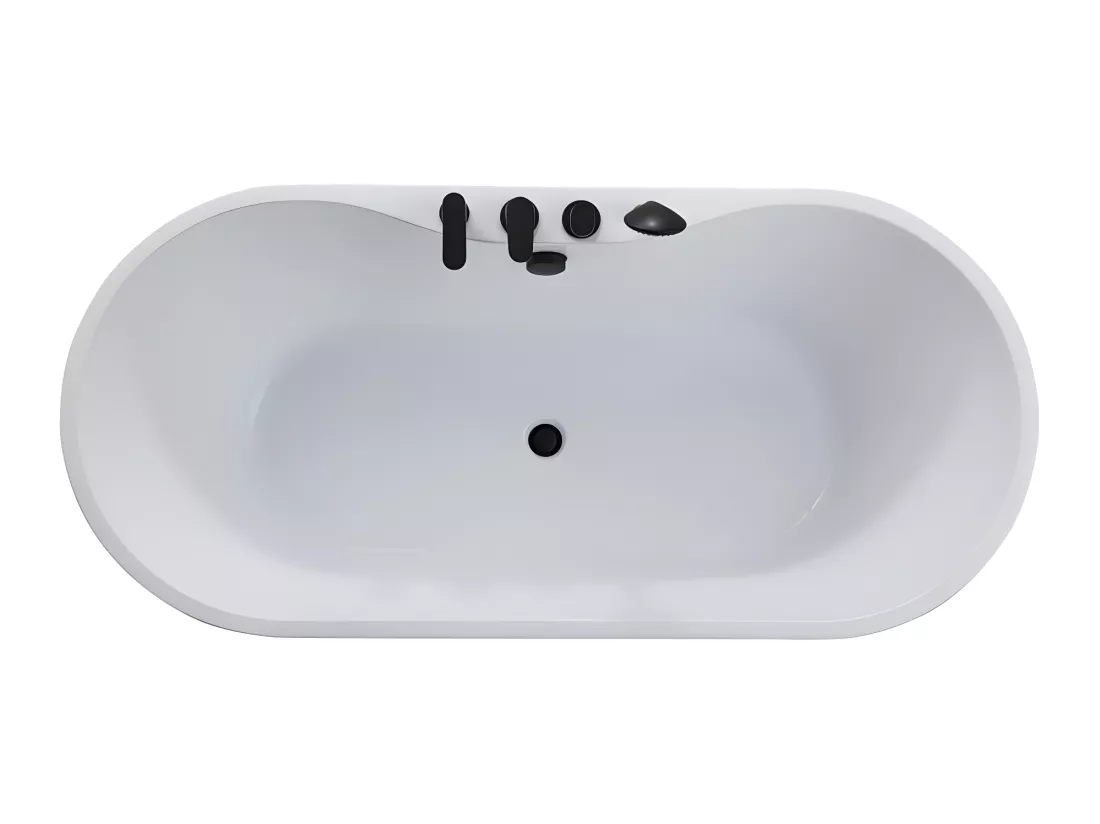 Baignoire îlot STEPONA avec robinetterie - 195 L - 150*75*58 cm - Blanche