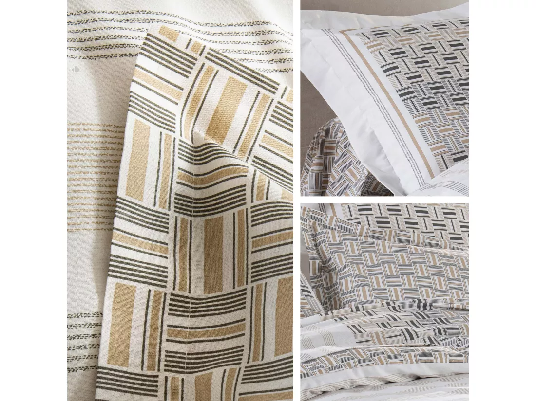 Drap housse imprimé 90x200 cm coton DIEGO Gris Bonnet 30 cm