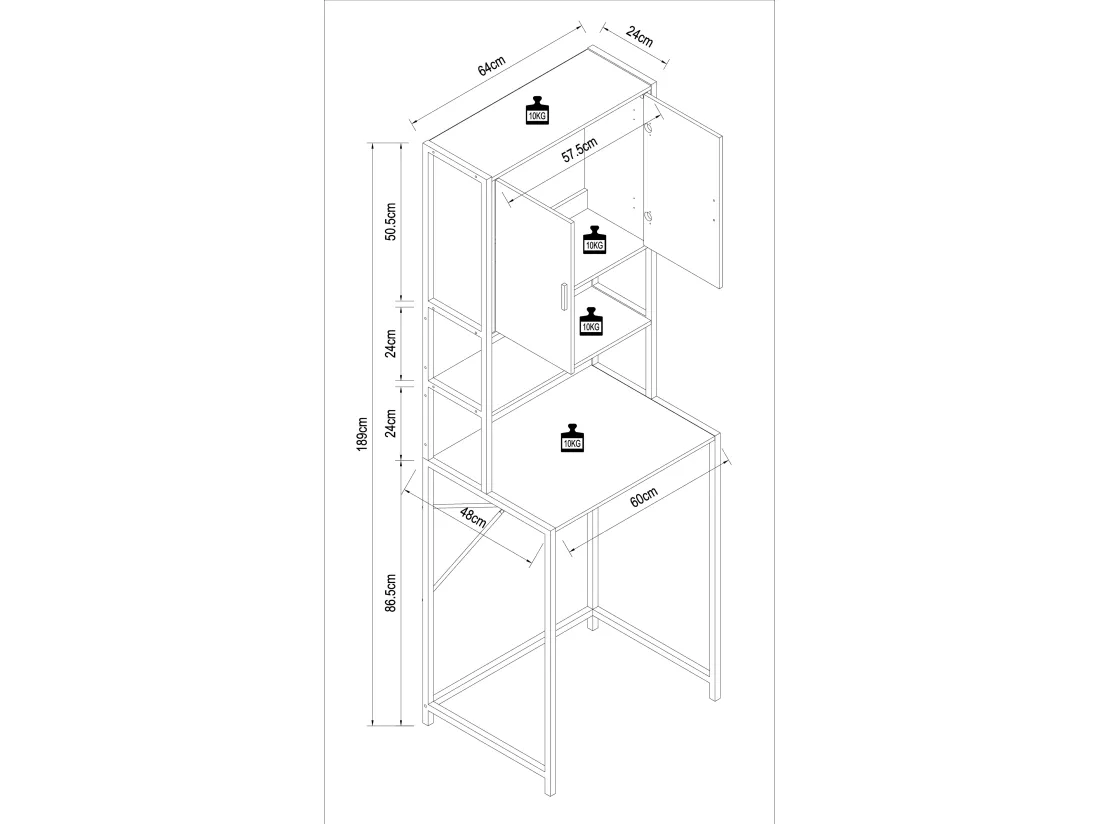 Lave-linge surélevé Armoire Edino