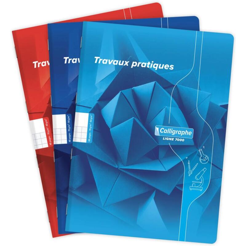 Cahier Travaux Pratiques piqué 7000 A4 48 pages grands carreaux 70 g + uni 90 g - Assortis