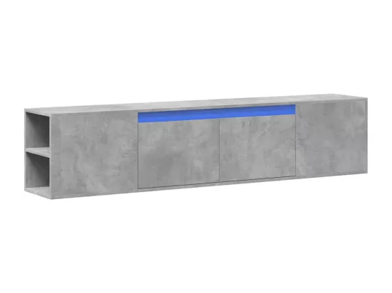 Meuble TV mural avec LED gris béton 180x31x39,5 cm