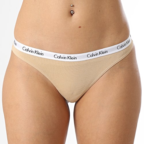 Lot De 3 Strings Femme QD3587E Blanc Beige Vert