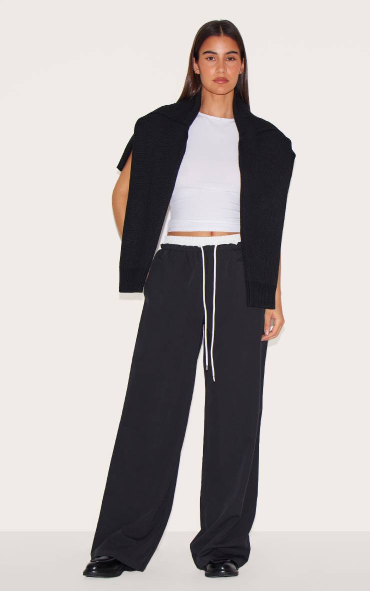 Noir Pantalon À Taille Coulissée Avec Détail Boxer