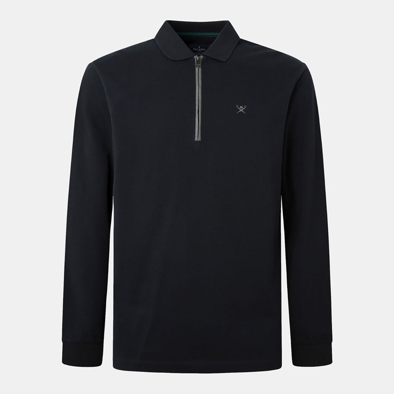 Hackett London Polo Regular Fit Col Zip Contrast noir