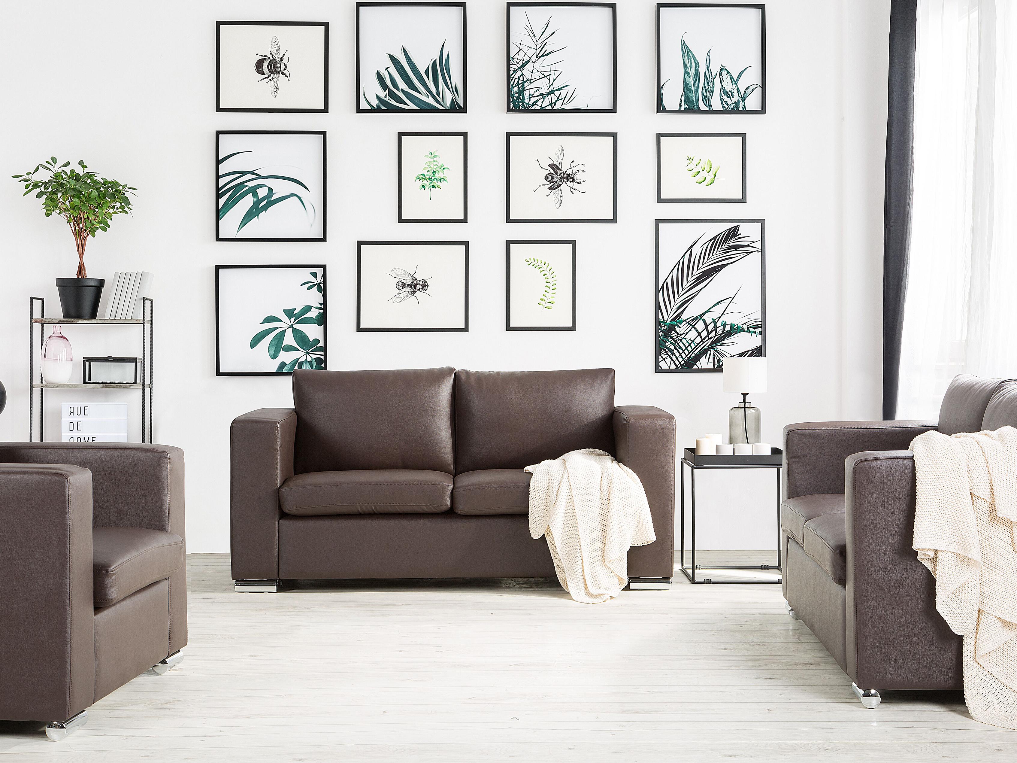 Bank 3-zits HELSINKI Leer Donkerbruin