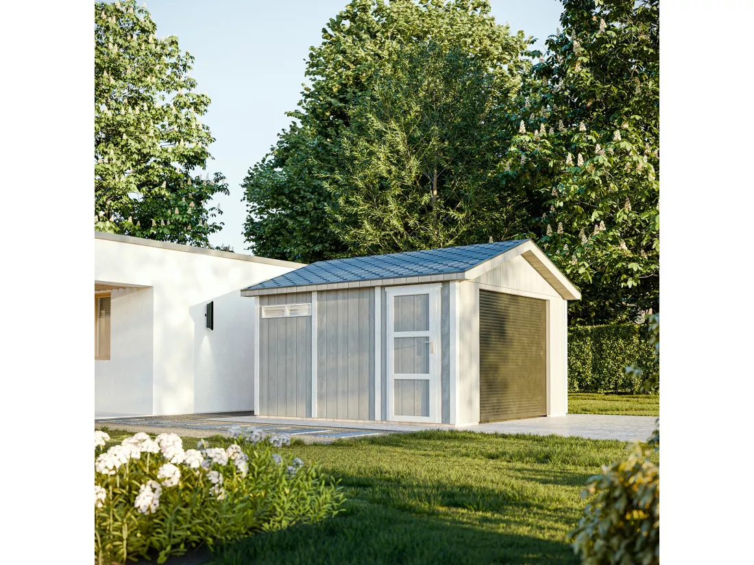 Garage QUALITÉ PREMIUM 13 m² - L378xl412 cm - Timbela M990B