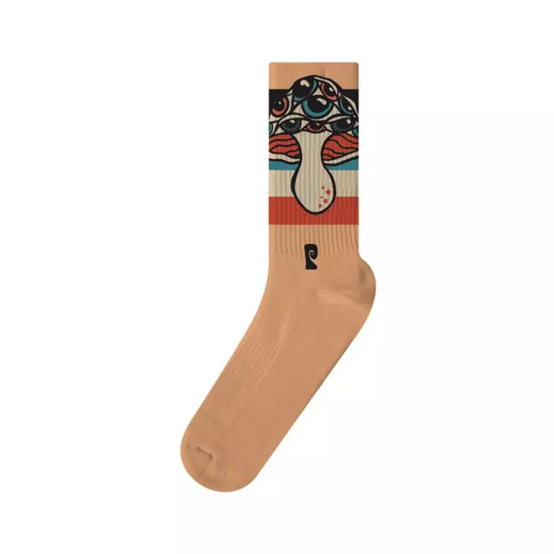 Chaussettes skate PSOCKADELIC Visual Shrooms Beige