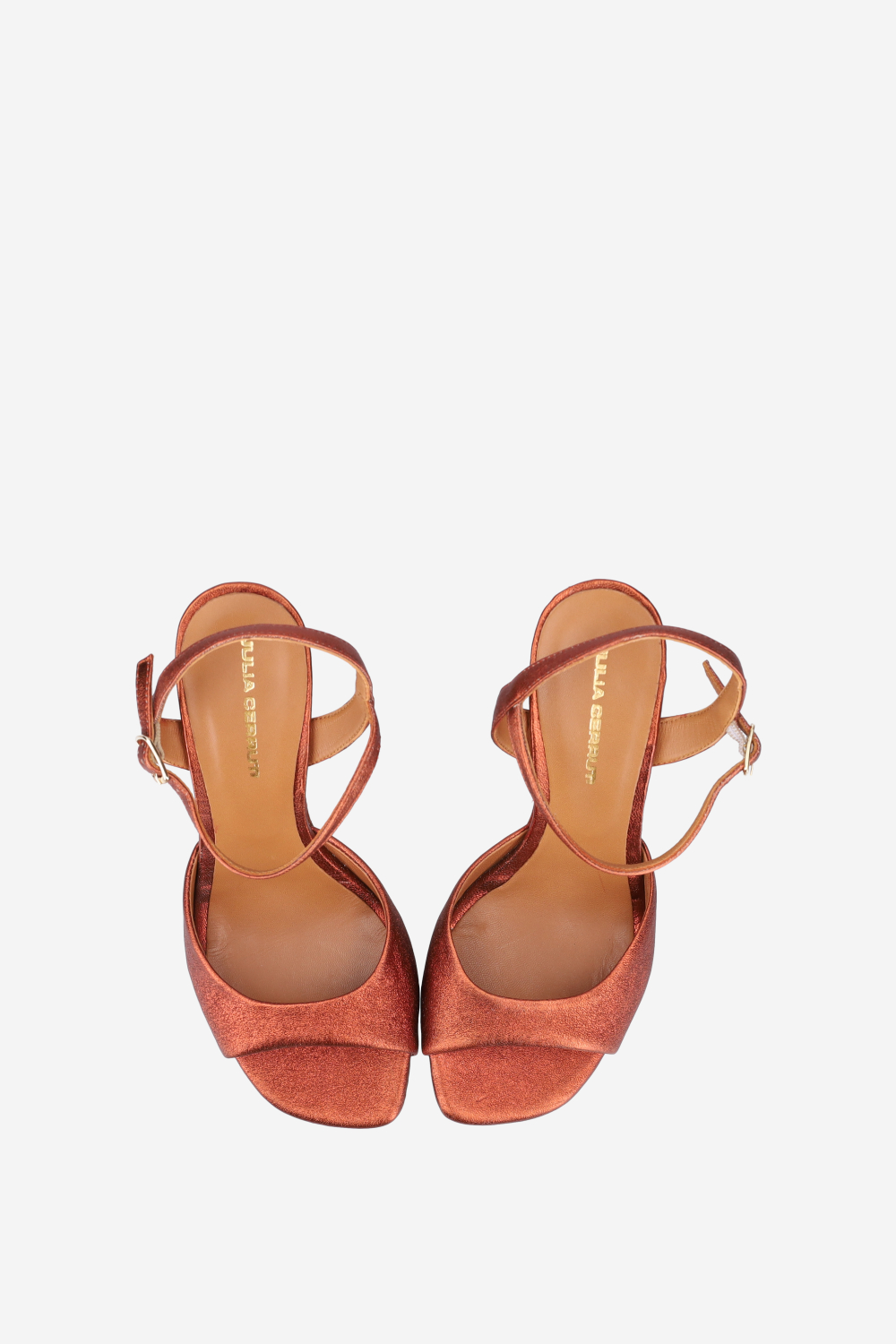 Metallic leather heeled sandals