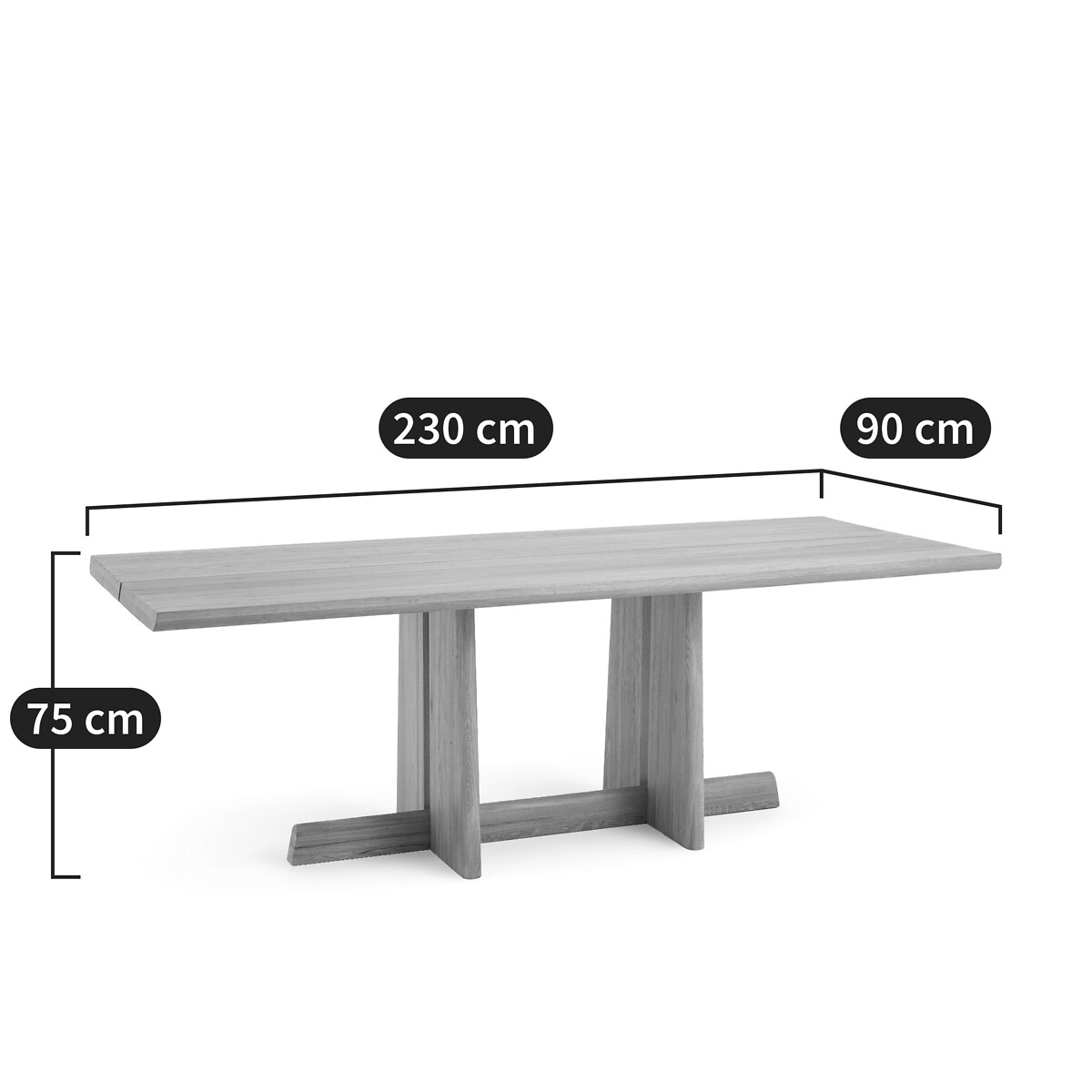 AM.PM<br>Mesa de jantar com folheado e carvalho maciço jateado, Boecy