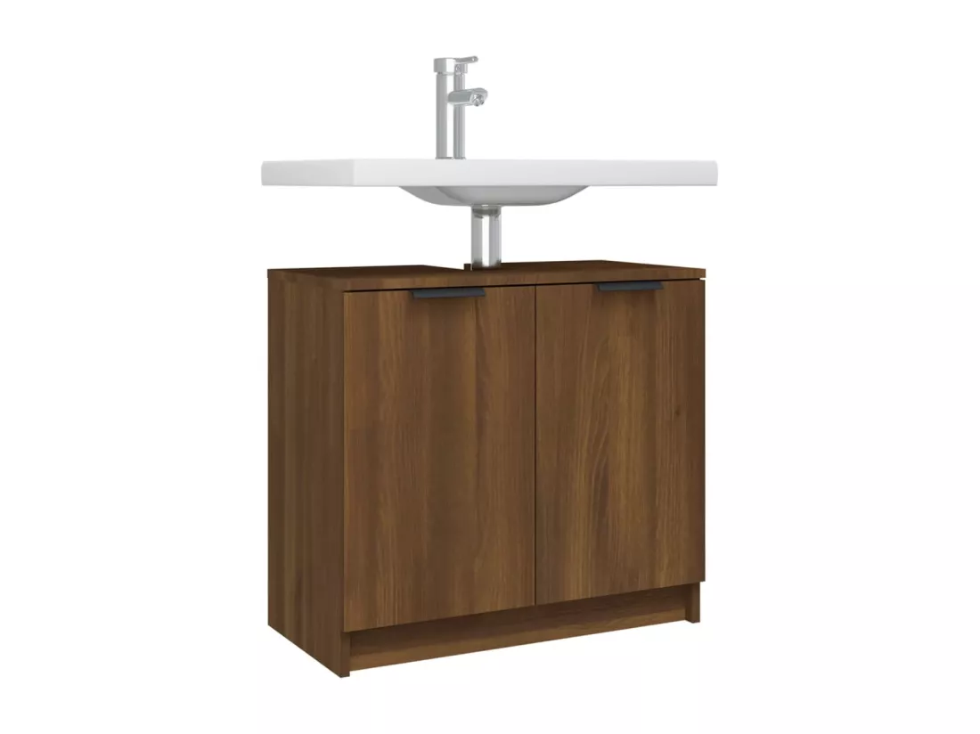 Armoire de bain Chêne fumé 64,5x33,5x59 cm Bois d'ingénierie