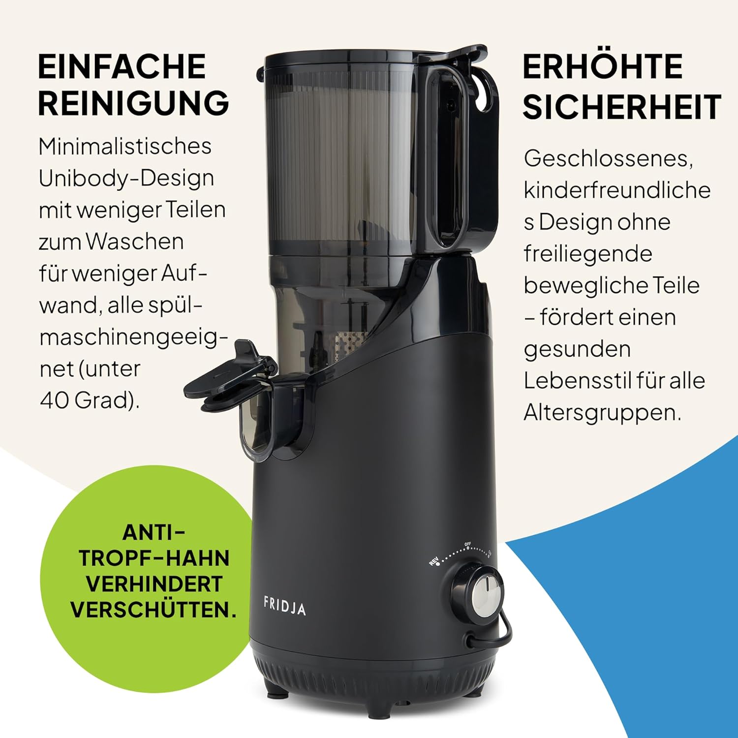 Entsafter Gemüse und Obst – Fruchtsaftpresse Elektrisch Slow Juicer – Saftpresse für ganze Früchte mit 135mm Öffnung und Rückwärts-Kau-Funktion, 250W, Spülmaschinenfest, BPA-Frei, Schwarz