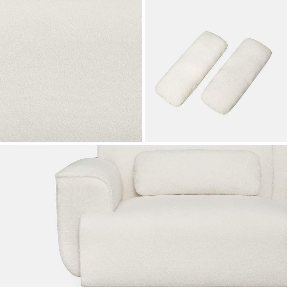 Canapé 3 places. Tissu bouclette. 2 coussins déhoussables. Wallas l 230 x p 98 x h 73cm