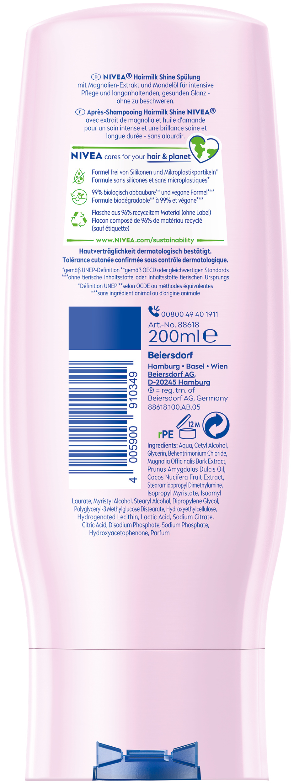 Nivea Spülung Hairmilk<br>200 ml, Flasche, Shine