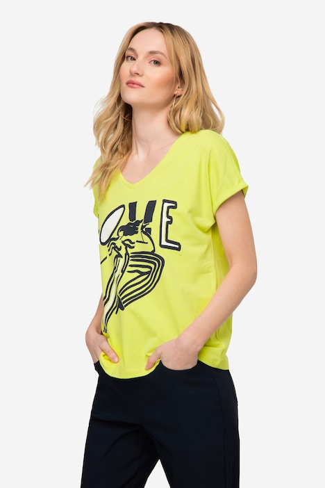 T-Shirt, oversized, LOVE, V-Ausschnitt