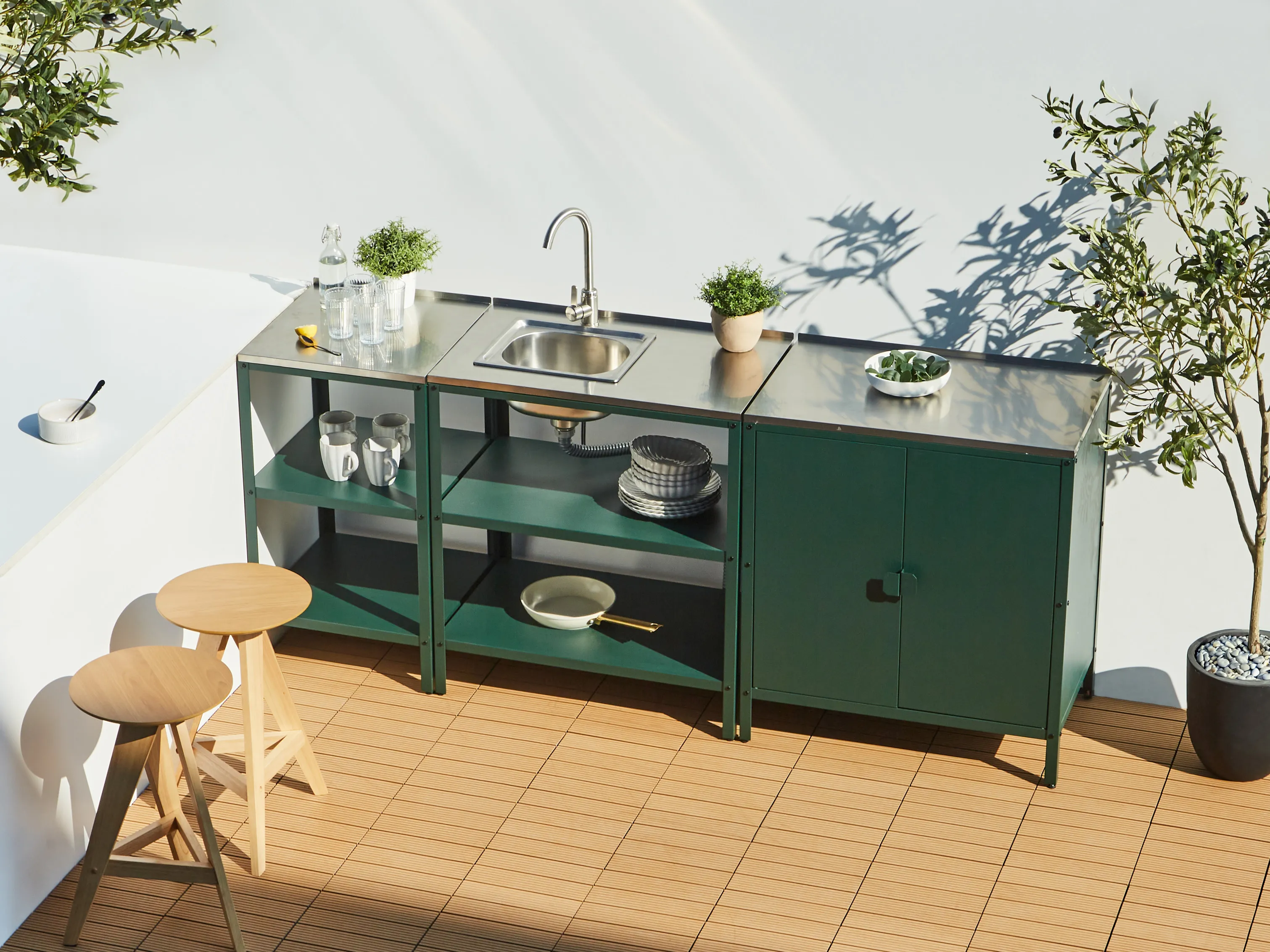 Tuin keukenset 3-delig met spoelbak VILAMA Metaal Groen