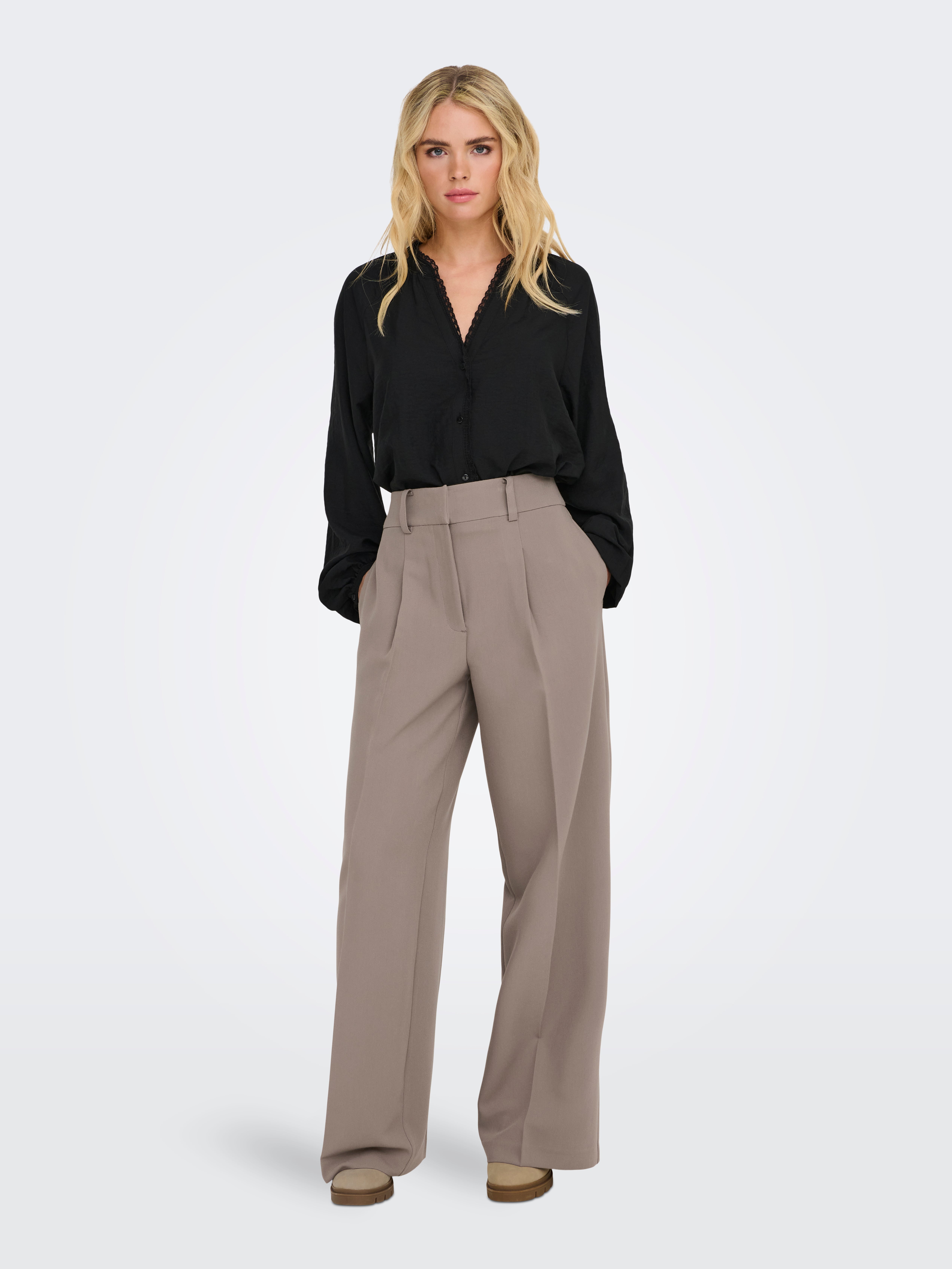 JDYCILLE Hohe Taille Gerade geschnitten Hose Driftwood