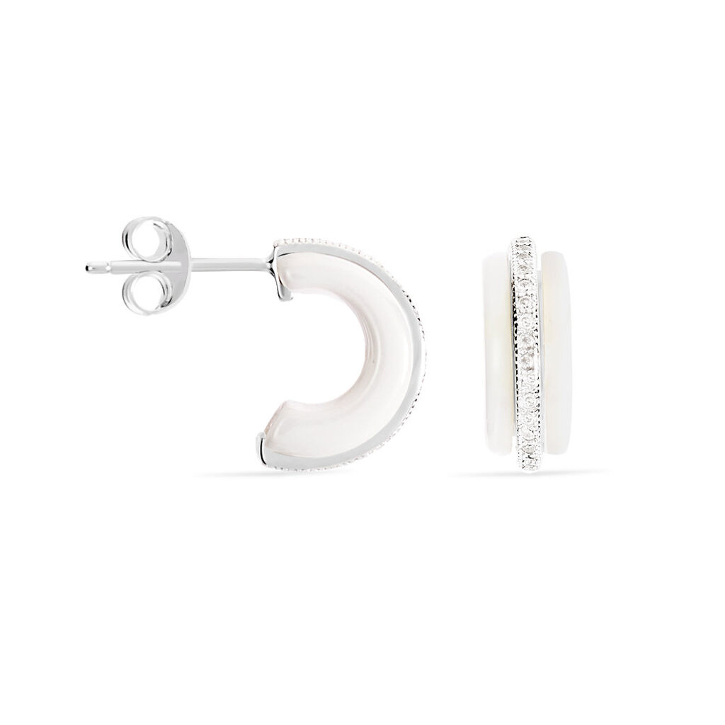 Créoles Noci Argent Blanc Céramique Et Oxyde De Zirconium