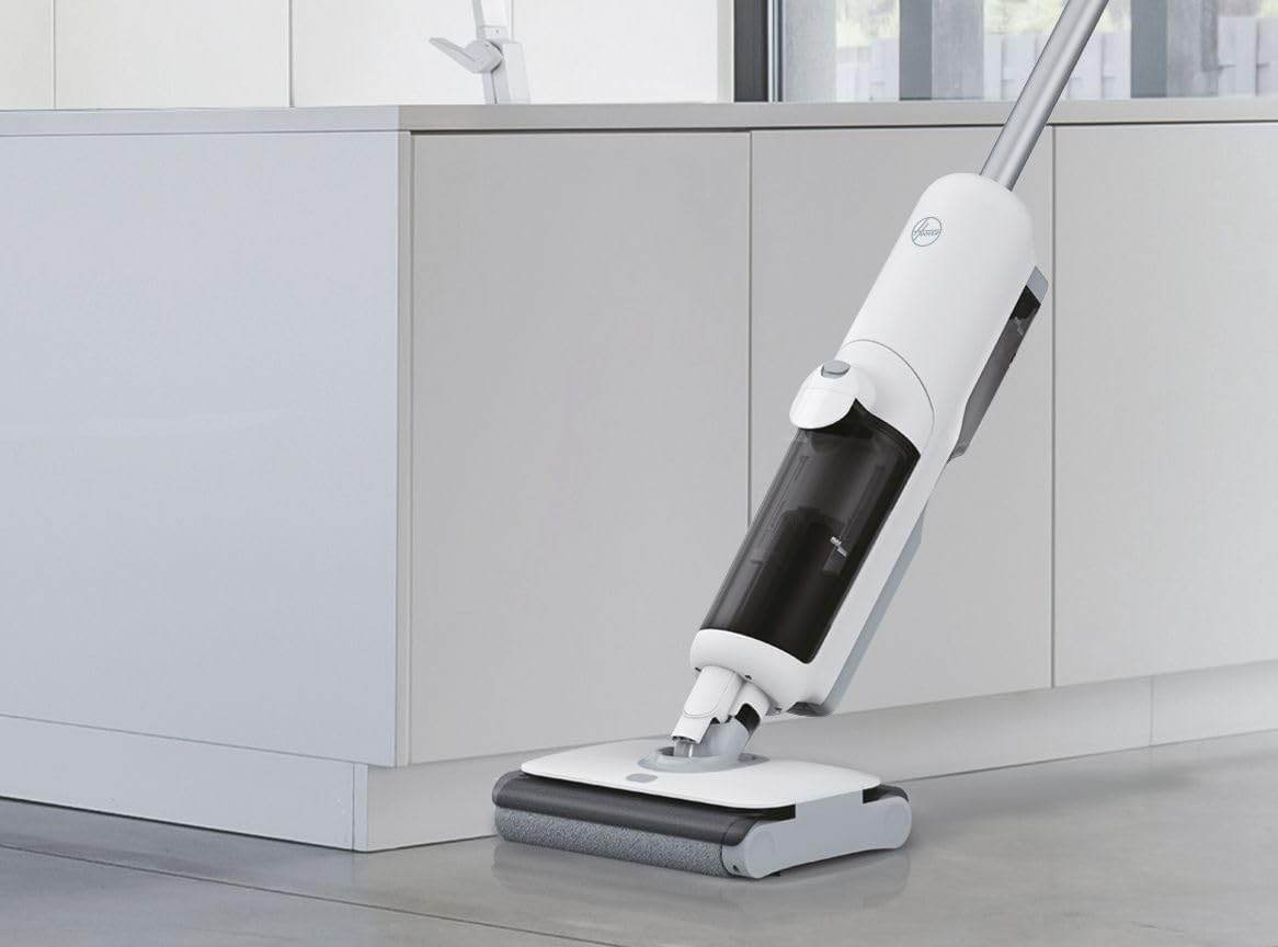 Hoover HW5 kabelloser Nass-Trockensauger und Saugwischer für Hartböden mit Hochleistungsmotor, Doppelwalzen-System, intelligente Schmutzerkennung, Selbstreinigungsfunktion, 230W [HW500]
