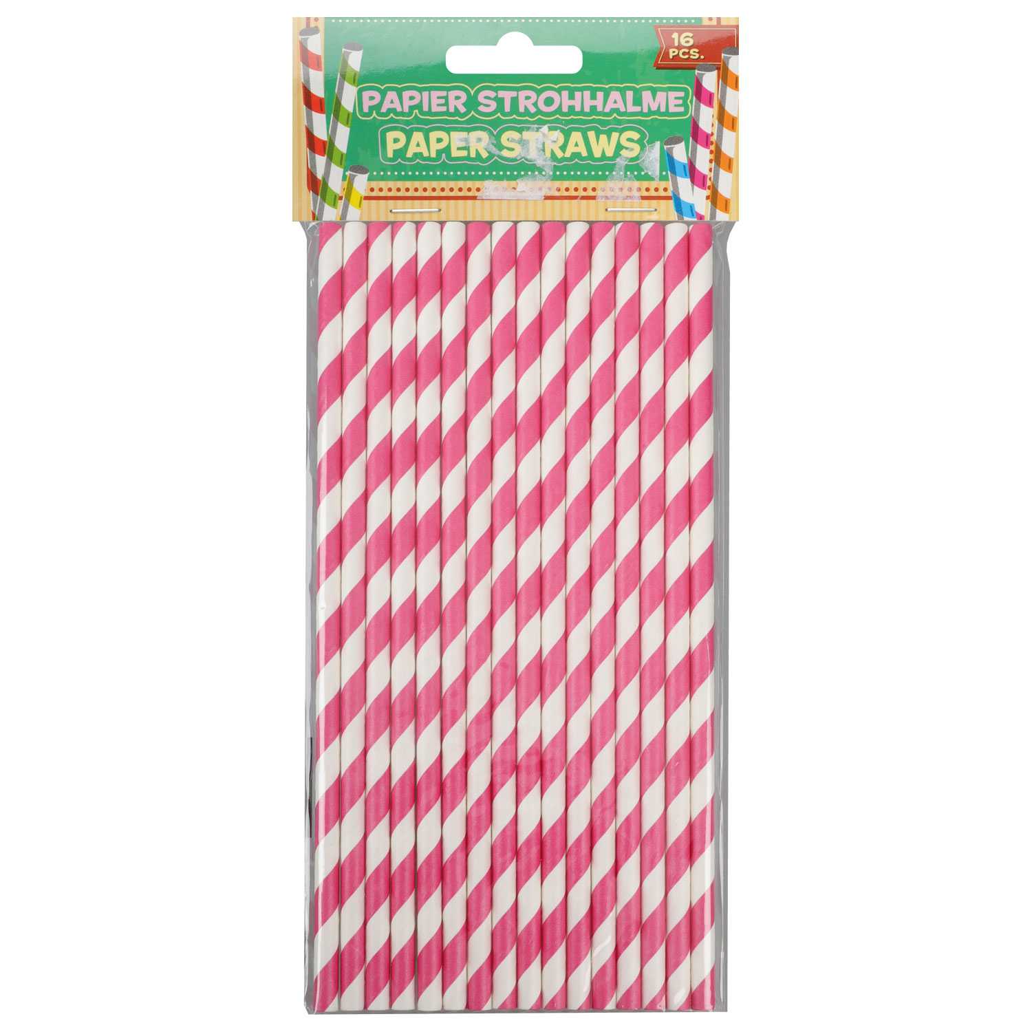 Trinkhalme Papier gestreift 16er 6fach